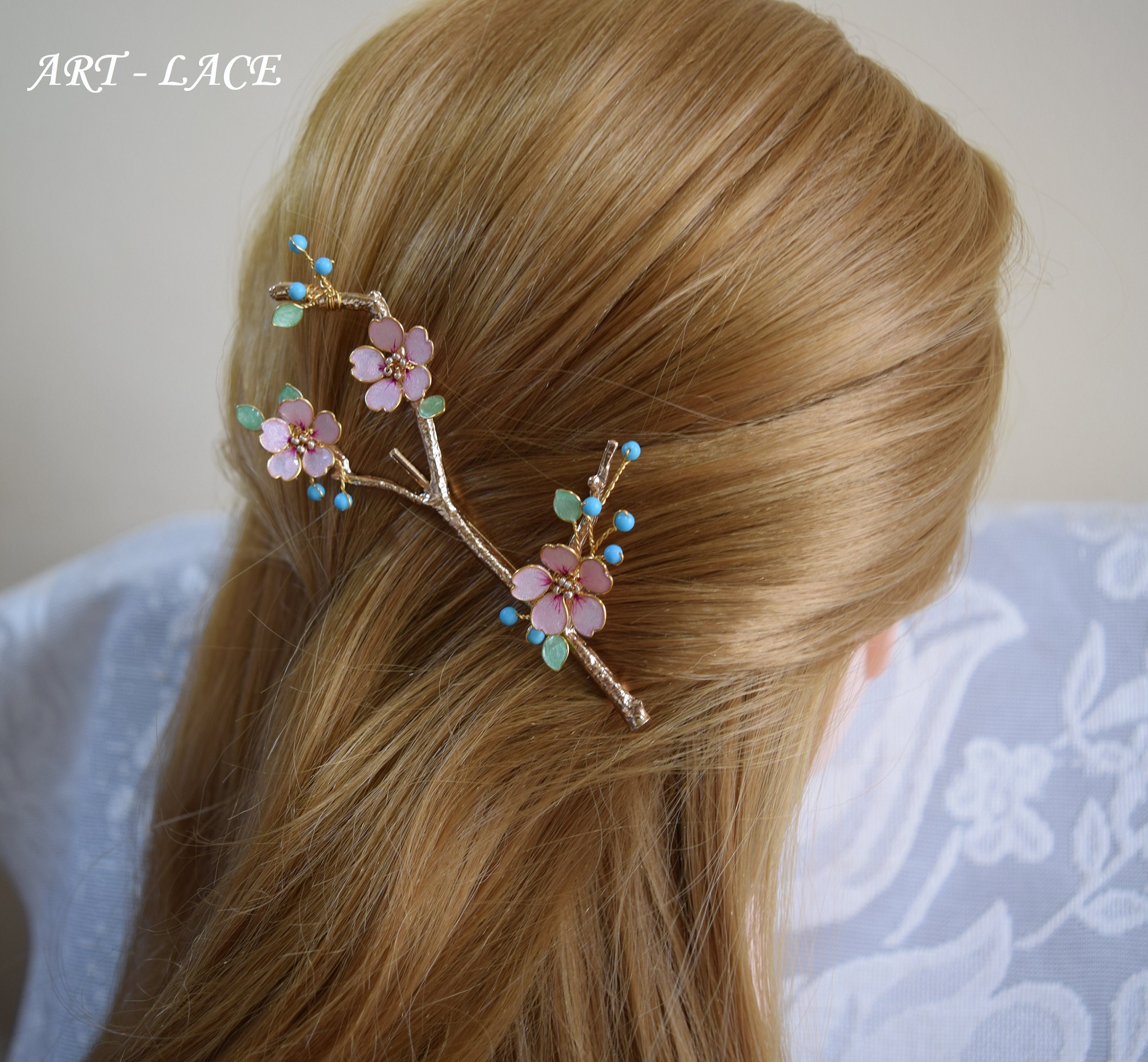 Sakura Hairpin, Cherry Blossom Hair Clip, Branched Hairpin