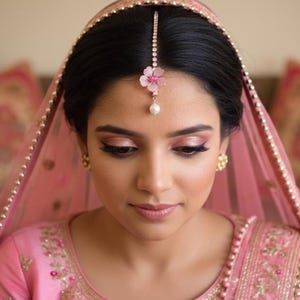 Rose gold Cherry Blossom Forehead tikka, Bridal forehead Sakura jewelry, Rhinestone head chain, Sakura bridal tikka