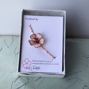 Rose gold Sakura bracelet, gift for women, Japanese cherry blossom crystal chain bracelet, pink bracelet, handmade jewellery image 7