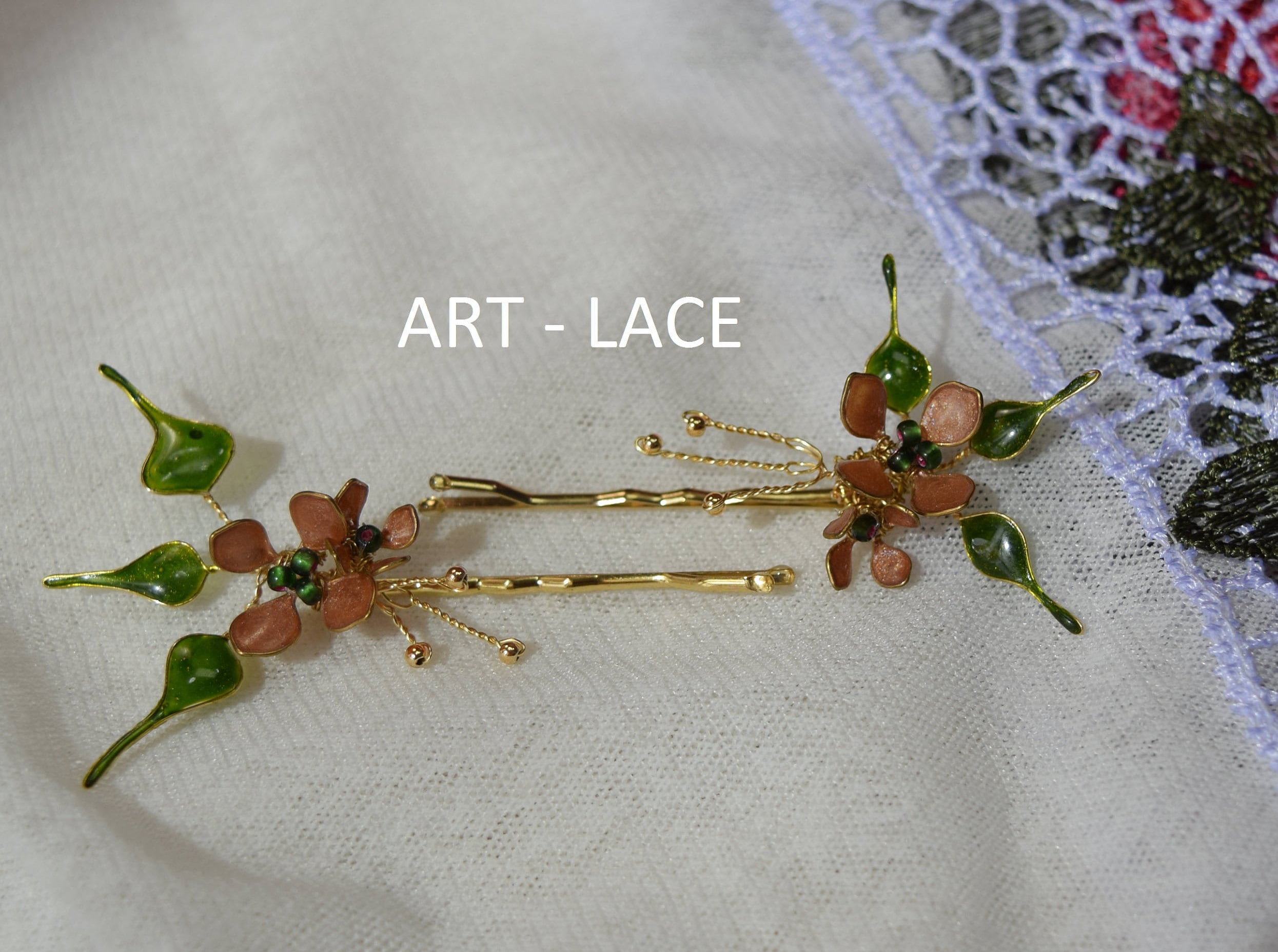 green and gold hair accessories