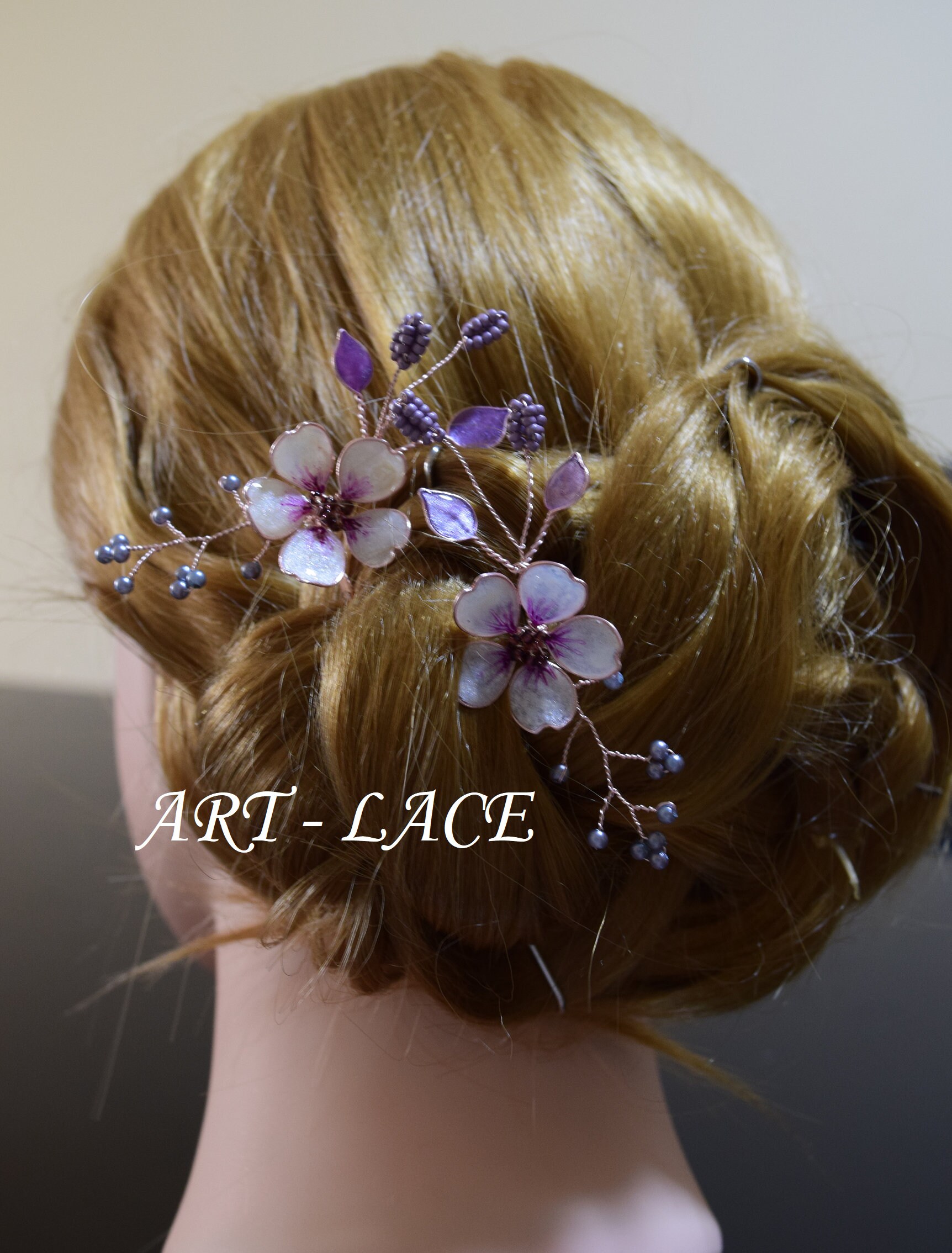 ?✅PRICE FIRM✅Beautiful Plum Colored Resin Bejeweled Fashion Hair Clip Amazon.com : Benehair 8PCS Clip in Hair Extensions for Women  main image 4
