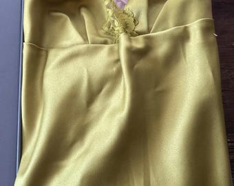 Gorg! House of CB Satin & Lace Maxi Dress S - Chartreuse New w/out tag In Original Box
