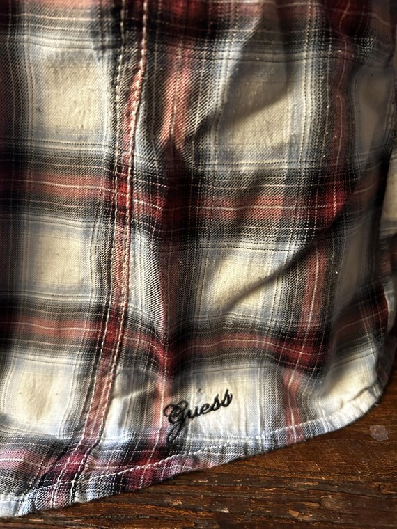 Y2K Guess L.A. Plaid Snap Button Front w/ruffled … - image 7