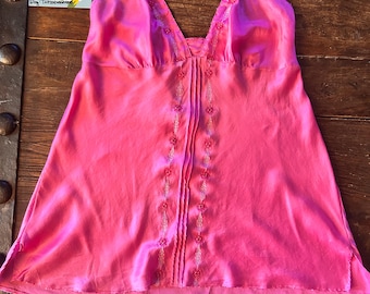 Hot! 1990’s “Victoria’s Secret” Hot Pink Beaded Silk Camisole (Very Rare) like new , trending