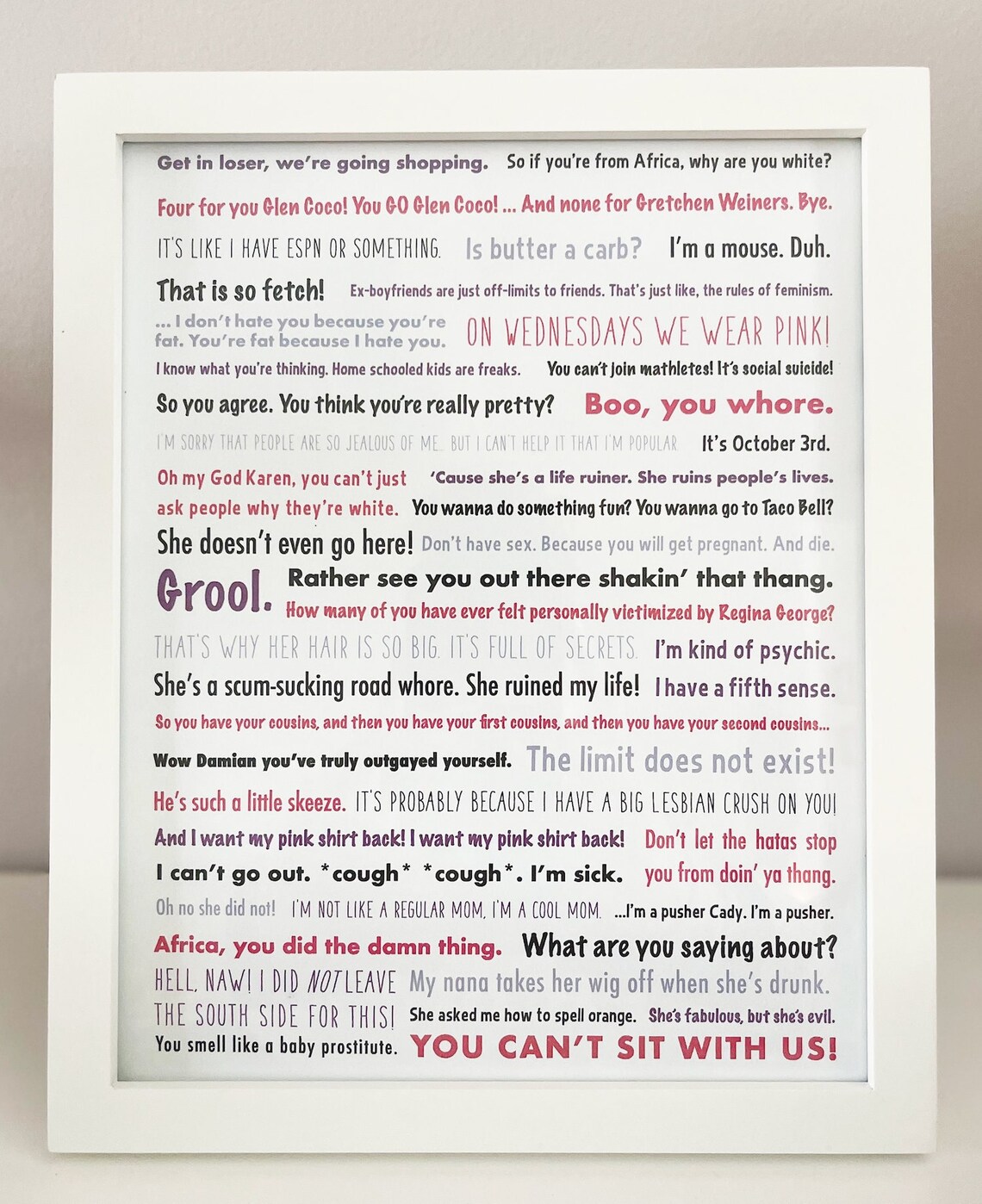 Mean Girls Print Mean Girls Movie Quotes Mean Girls - Etsy