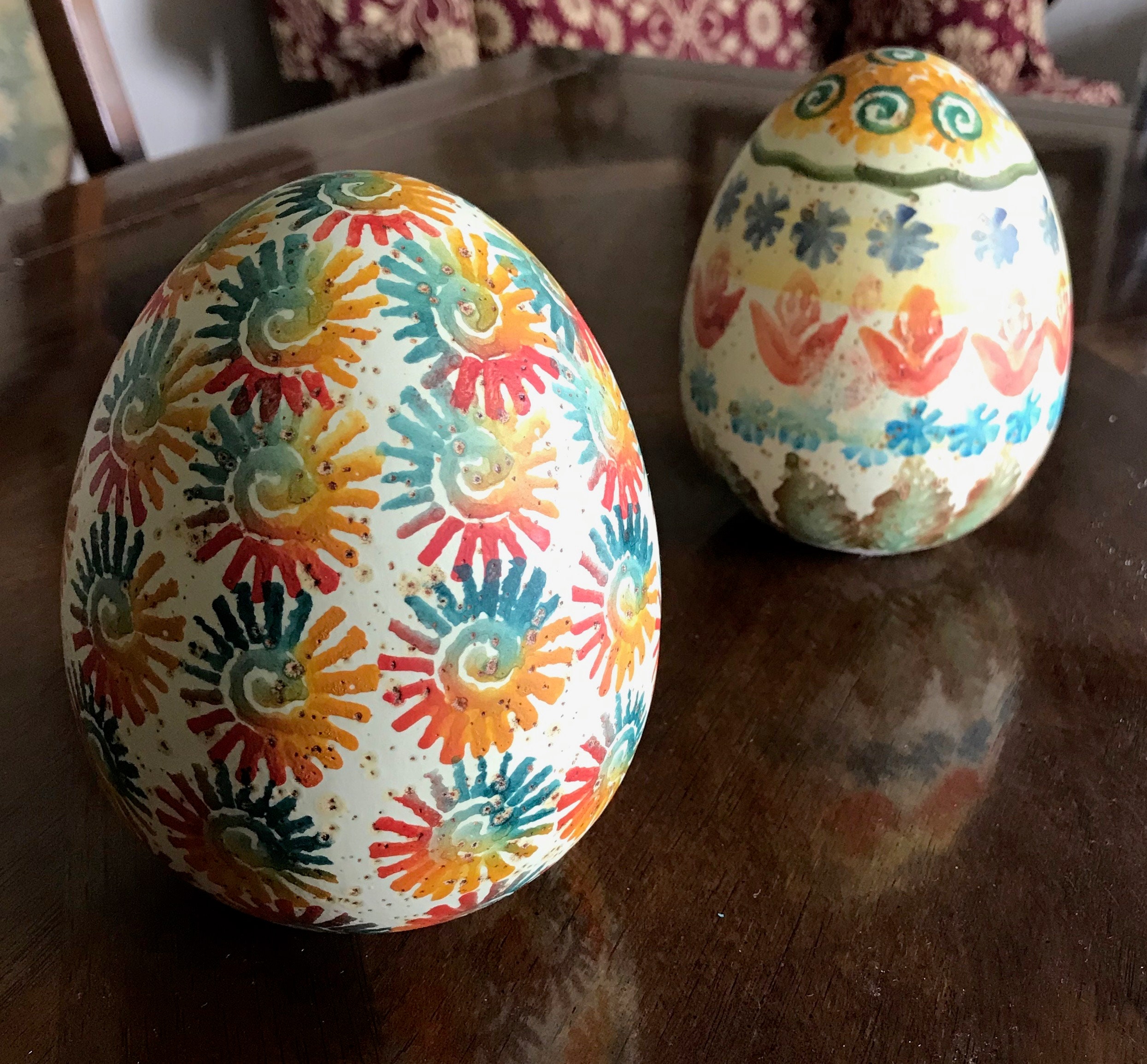 Set of 2 Vintage Ceramic Hand Painted Eggsmade in Etsy