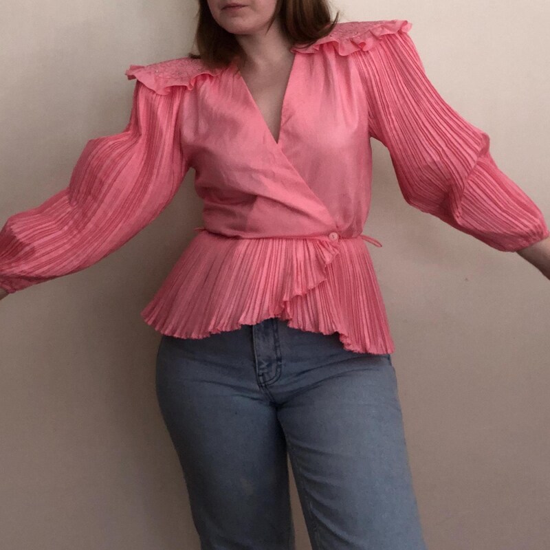 Ruffled Yoke Taffeta Blouse