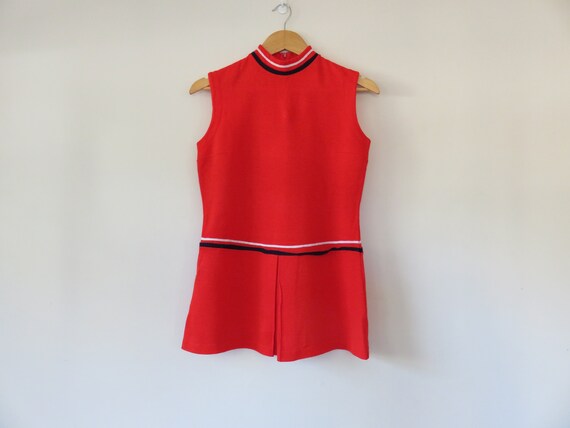60s Red Peplum Sports Top / Sleeveless Stripe High