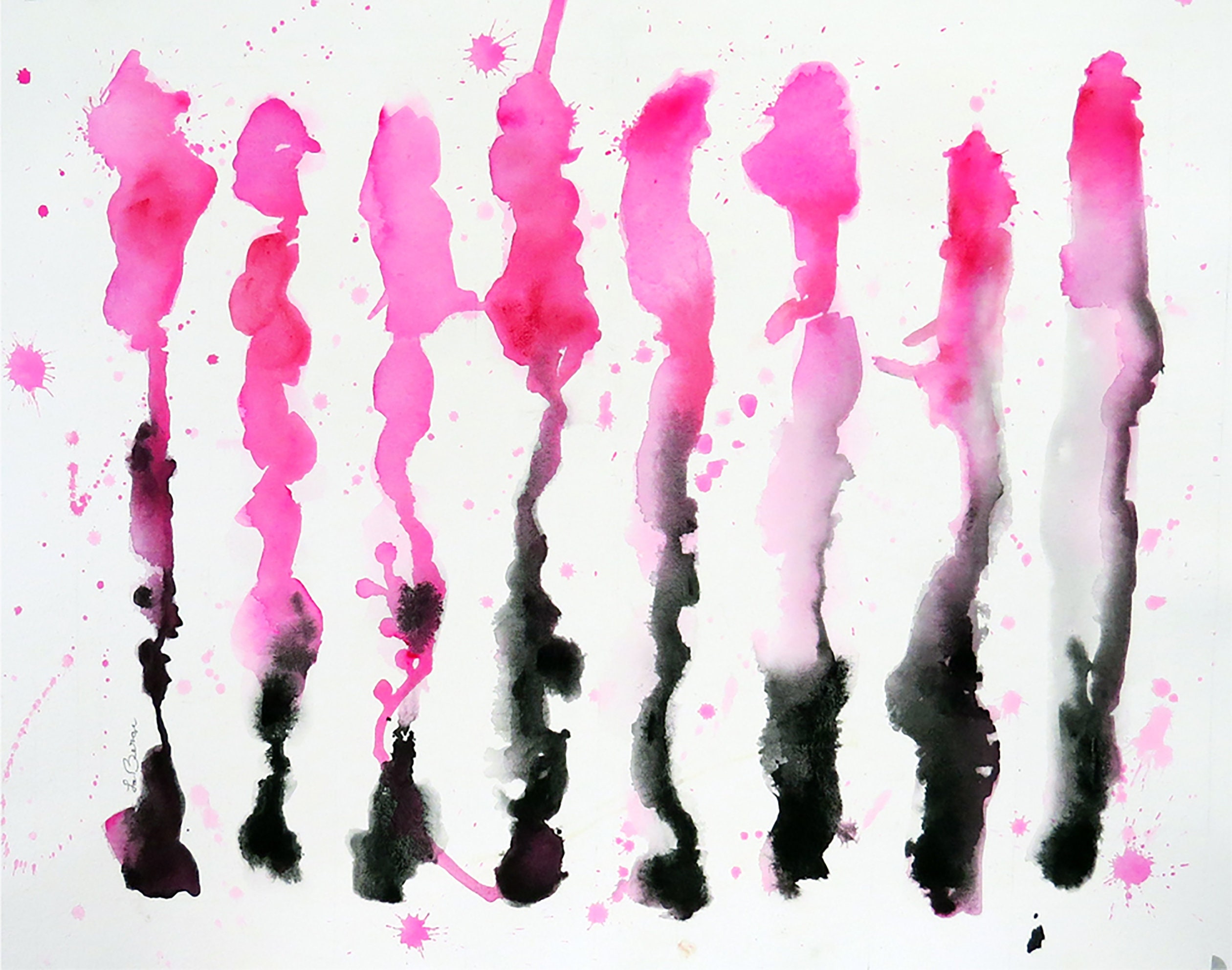 Abstract Art Pink Wall Art Painting Original Black Abstract Etsy UK