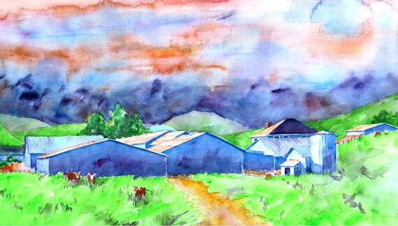 Abstract Barn Painting Abstract Modern Farm Original Etsy