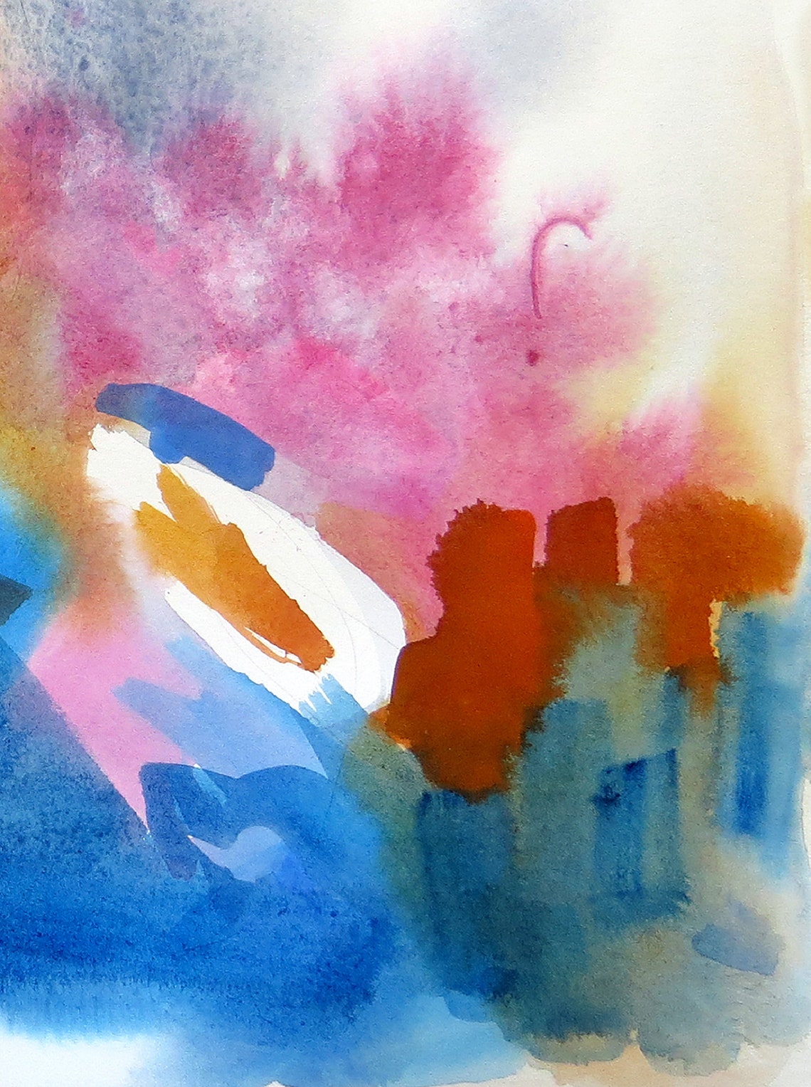 Blue Orange Painting Original Colorful Abstract Modern Home Etsy