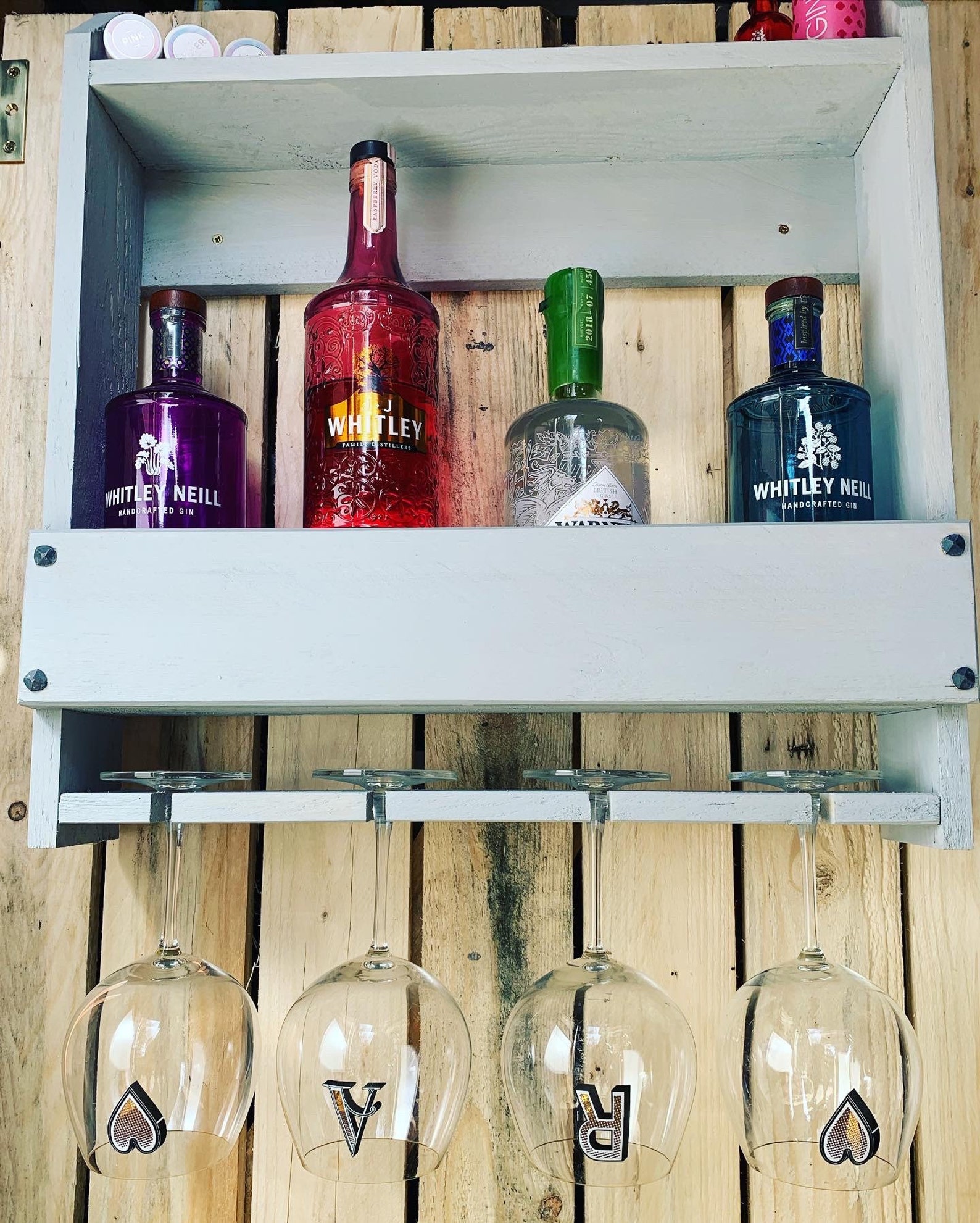 Personalised Wall Mounted Home Bar Gin Rack Cocktail Etsy
