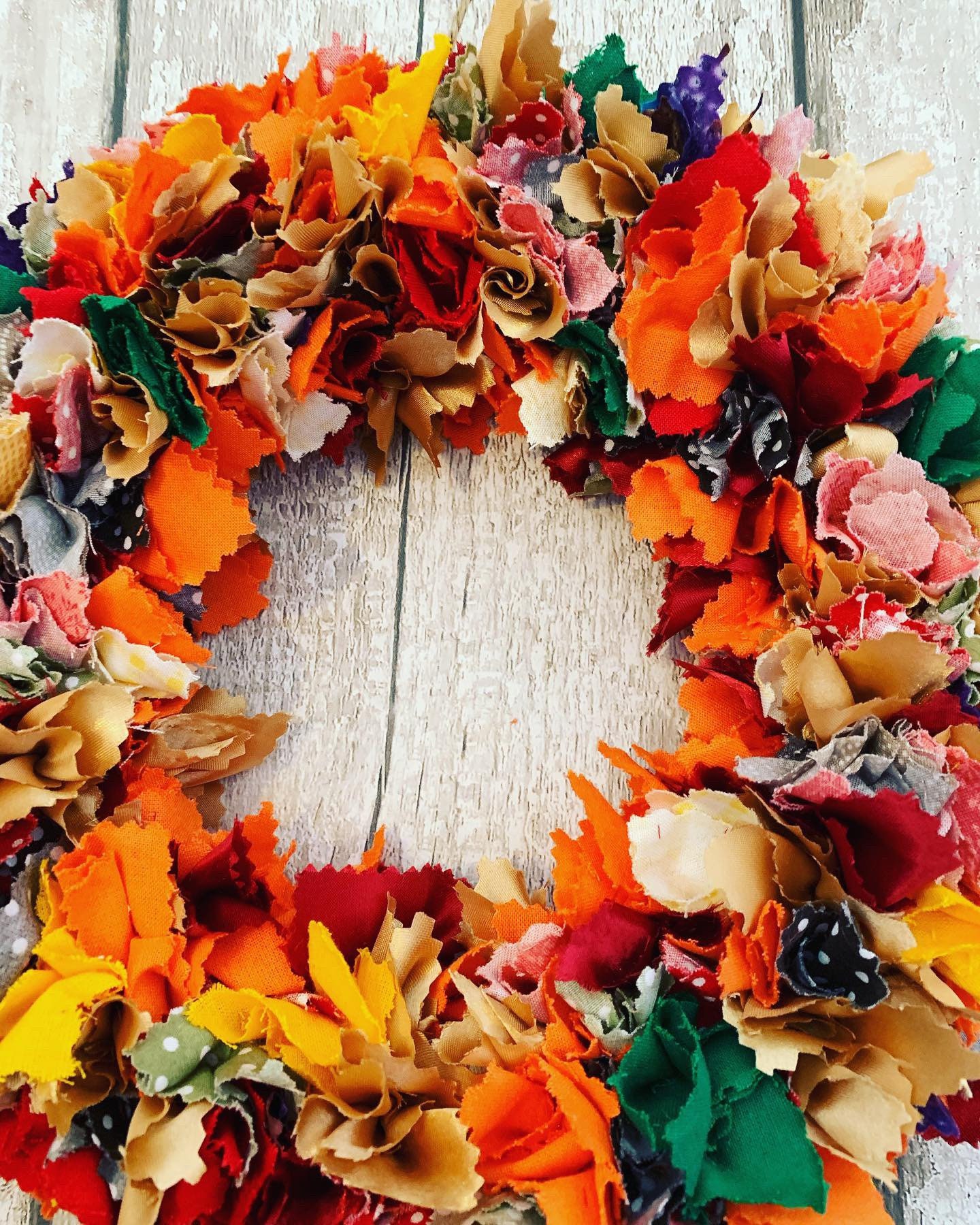 Fabric door wall wreath Autumn wreath . Fabric Wreath Rag Etsy