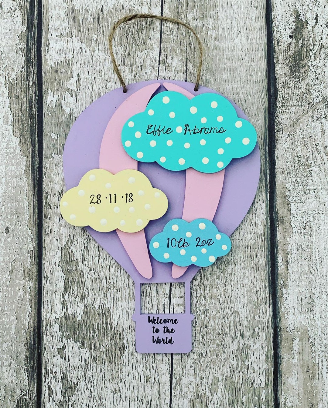 Welcome to the World New Baby Personalised Baby Wooden Plaque New Baby