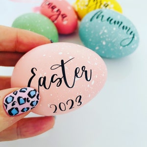 Personalised decorative Easter egg hunt, Easter table place settings, Easter egg decorations, Easter table names, Easter eggs table decor