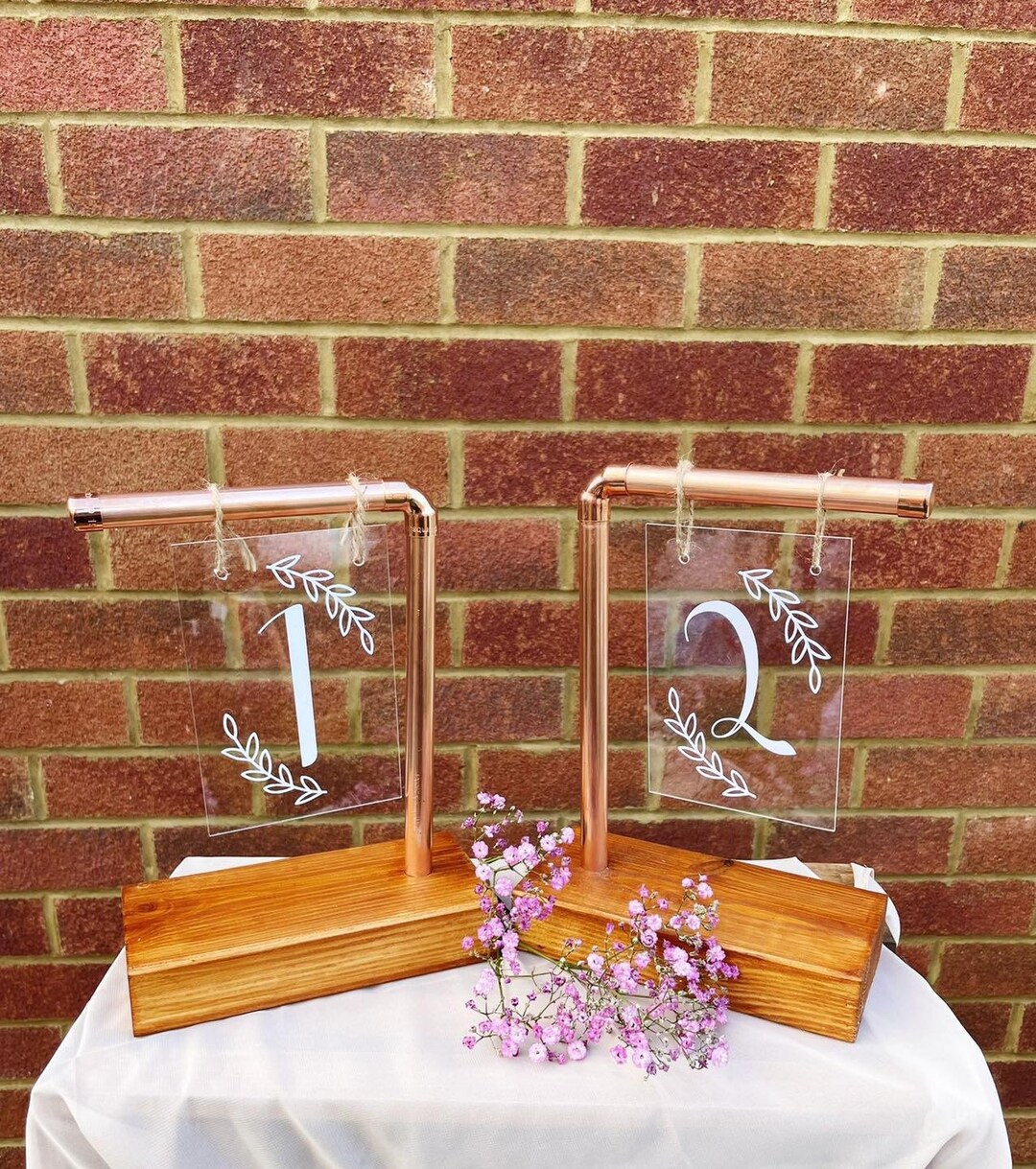 Copper Pipe Table Name, Rustic Copper Pipe Wedding Table Plan, Wedding