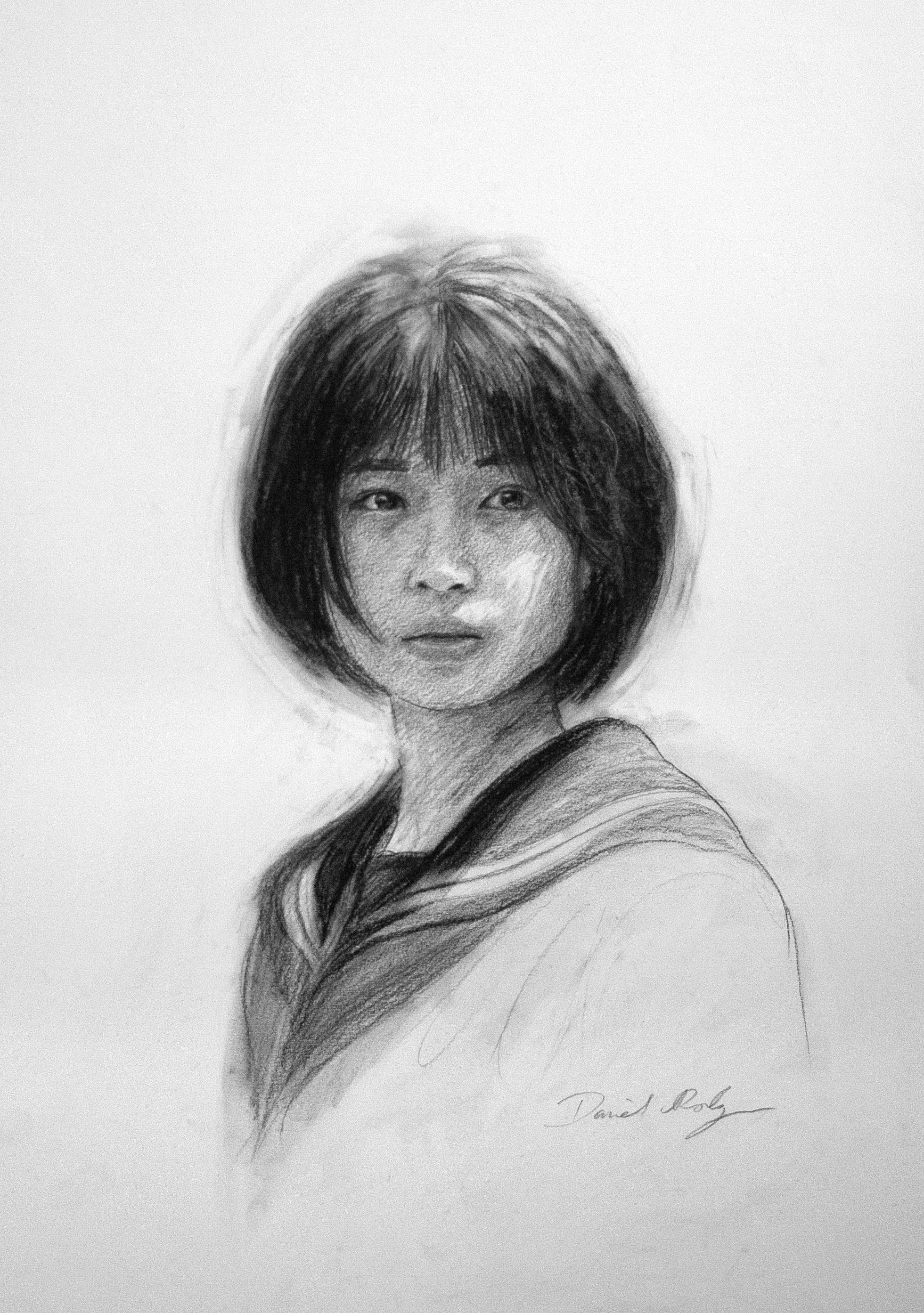 女性の肖像 鉛筆画　木炭紙サイズ 女性の肖像 鉛筆画木炭紙サイズ