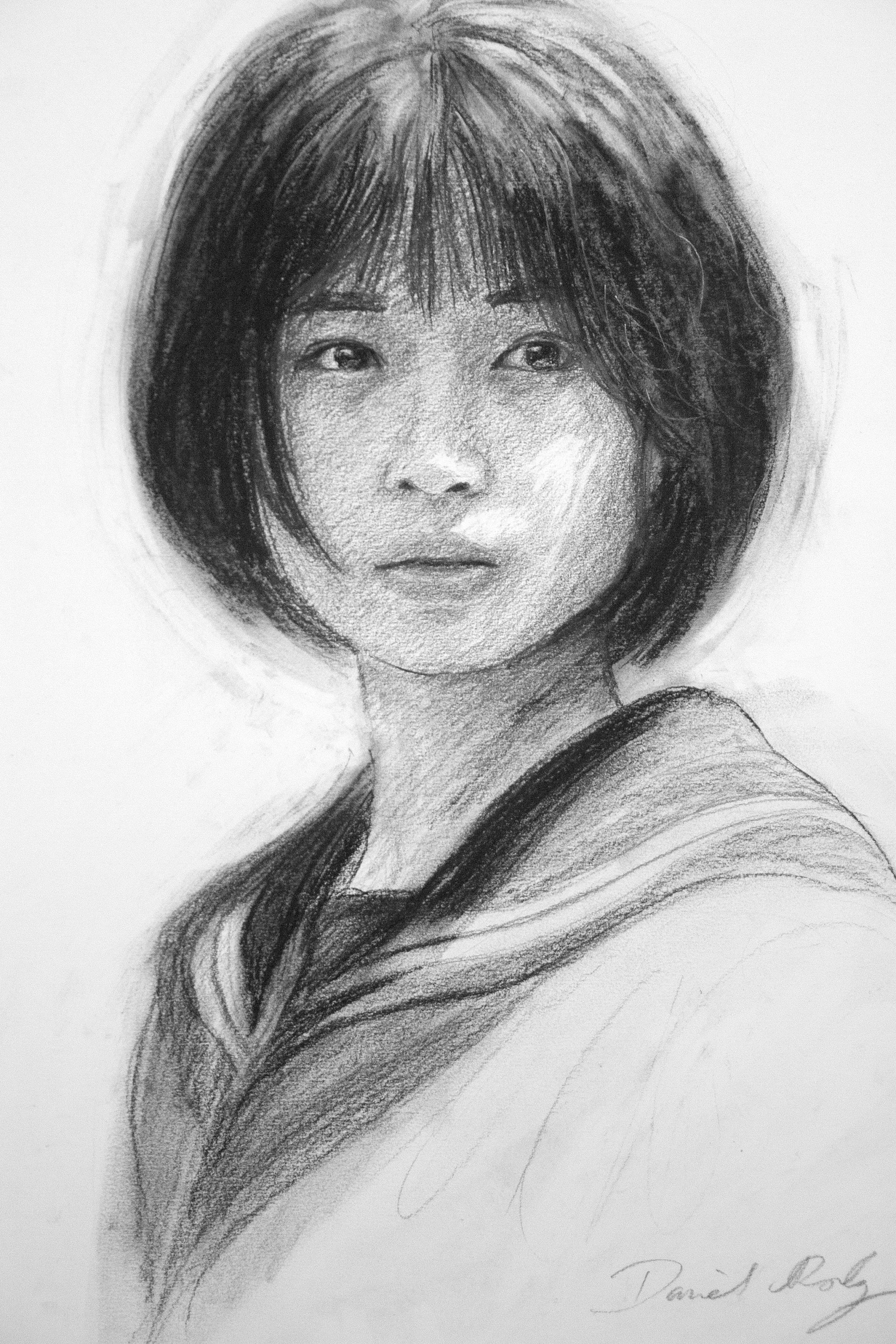 Juliet 女性の肖像画 鉛筆画 木炭紙 Yahoo!オークション - 色鉛筆画241