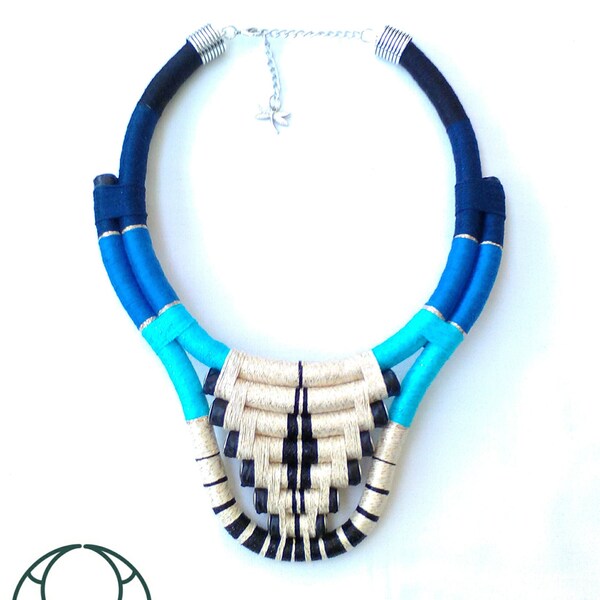 Fabayo Thread wrapped Necklace Tribal Necklace Urban Necklace Geometric Necklace Statement Necklace African Necklace Ethnic Necklace