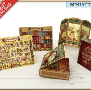 Advent Calendar 3 miniature scales Xmas Vintage Antique in box  Book & display screen Instant Printable Download Dollshouse.Victorian German