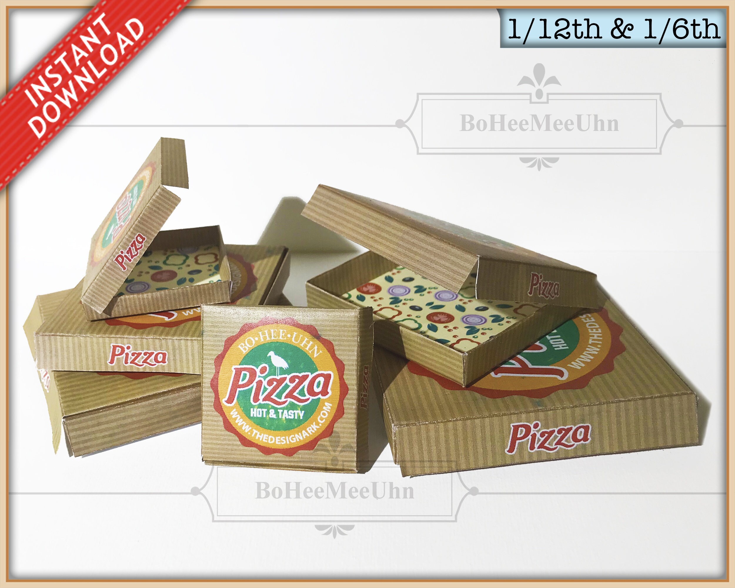 Pizza Miniature Boxes Scaled From 15 12 and 8. With 8 Etsy