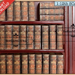 Encyclopaedia 26 Vintage Book Set 24, 16, 12 & 6 Scale.  Inside Pages . Antique  Library Dictionary. Openable Printable Instant Download