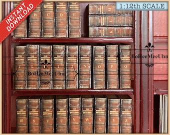 Encyclopaedia 26 Vintage Book Set 24, 16, 12 & 6 Scale.  Inside Pages . Antique  Library Dictionary. Openable Printable Instant Download