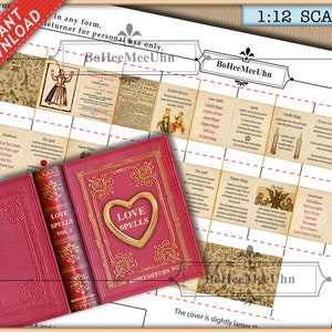 Magic Love Spells 2 Books Dollhouse Miniature 3 Scales OPENABLE Miniature READABLE - PDF Téléchargement imprimable