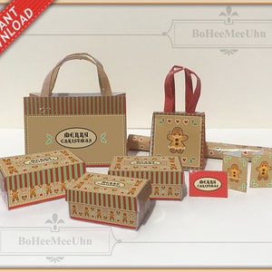 Lebkuchen Weihnachten Urlaub Geschenk Boxen mit Deckel, Taschen Geschenkpapier Grußkarten. Sofort Downloads.3 Waage Puppenhaus. 9 Bündel Set.