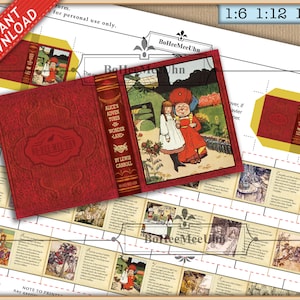 Alice in Wonderland Dollhouse Mini Book 1:12 6th 24th OPENABLE vintage Miniature with READABLE pages.  L Carroll Book Printable DOWNLOAD