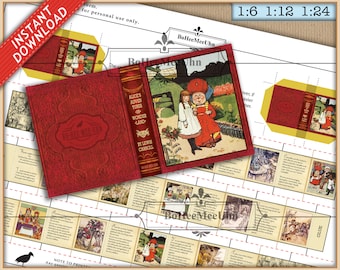 Alice in Wonderland Dollhouse Mini Book 1:12 6th 24th OPENABLE vintage Miniature with READABLE pages.  L Carroll Book Printable DOWNLOAD
