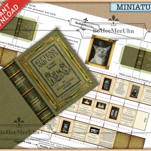 Miniatur Aufklappbares 3 Waagen Lustiges Katzenbuch. LESEBAR Sofort Download. OFFENBAR Puppenhaus druckbare Miniaturen. 1;12, 1to6 und 1:24 Maßstab.