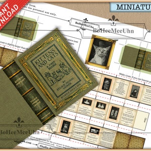 Miniature Openable 3 scales Funny Cat Book. READABLE Instant Download. OPENABLE Dollshouse Printable Miniatures. 1;12, 1to6 and 1:24 Scales.