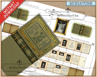 Miniature Openable 3 scales Funny Cat Book. READABLE Instant Download. OPENABLE Dollshouse Printable Miniatures. 1;12, 1to6 and 1:24 Scales.