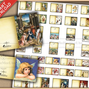 1:12 Escala Vintage 68 Tarjetas de felicitación navideñas y sobres Descarga instantánea. Casa de muñecas. Tarjetas. Miniaturas imprimibles