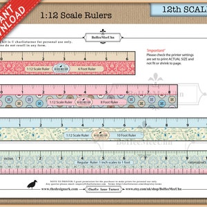 1 to 12 Scale Pretty Rulers. 9 Different styles. Inches. Scaled 1:12 Instant Digital Download pdf. Dollhouse