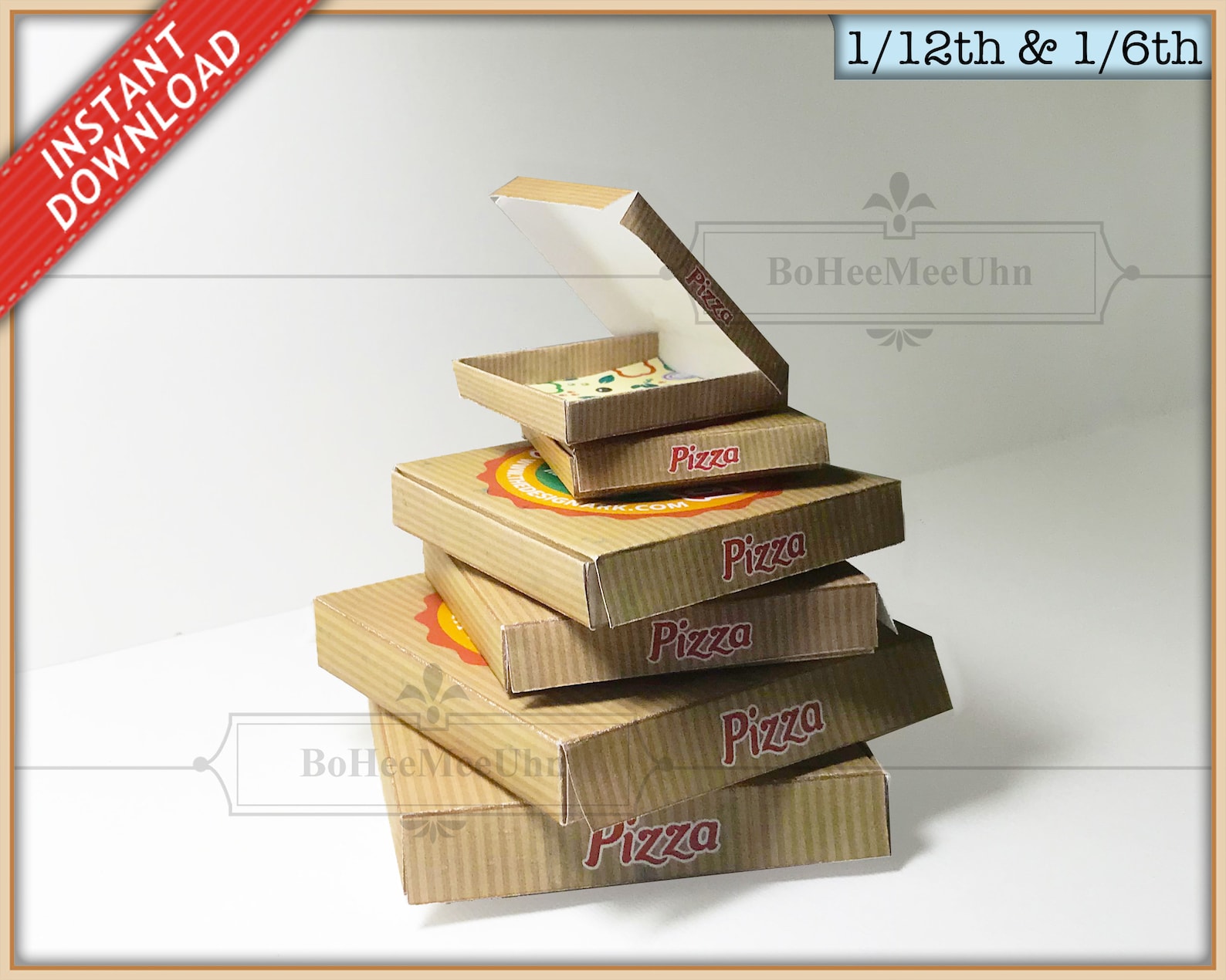 Pizza Miniature Boxes scaled from 15 12 and 8. With 8 Etsy