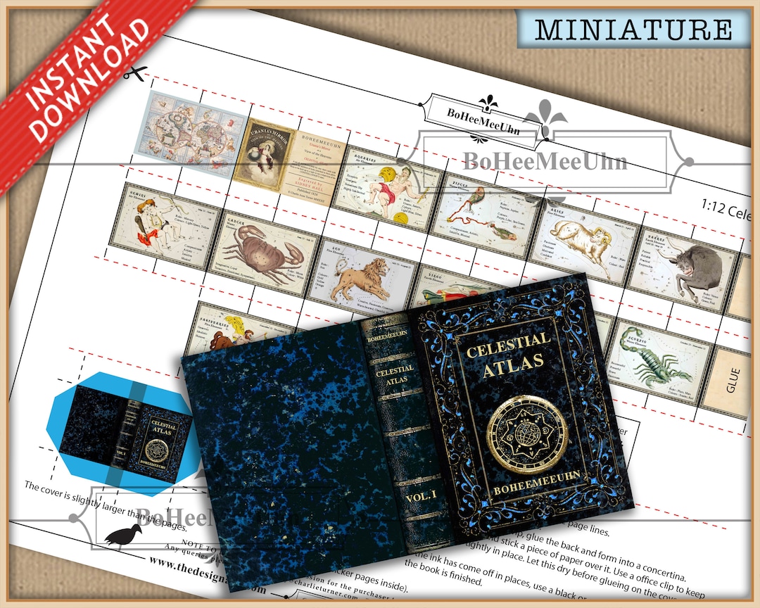 Astrological 2 Books Star Signs Dollhouse Miniature Book 3 Scales ...