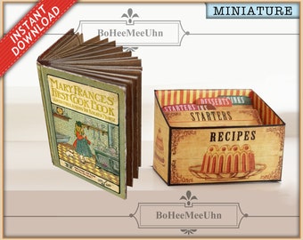 Kitchen Cookery Book & Recipe Box Index Cards 3 Miniature scales  OPENABLE Book READABLE Original Recipes Biography  Printable DOWNLOAD