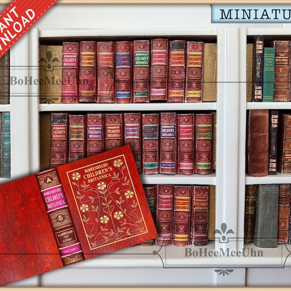 Kids Encyclopaedia 26 Vintage Books 4 scales: 24,12,16 6th plus Inside Pages . Antique Style Britannica. Openable Printable Instant Download