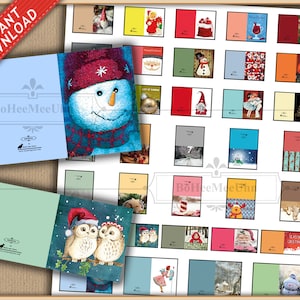 1:12 Miniaturas imprimibles 68 tarjetas de felicitación y sobres navideños contemporáneos Descarga instantánea. Casa de muñecas. 68 cartas.
