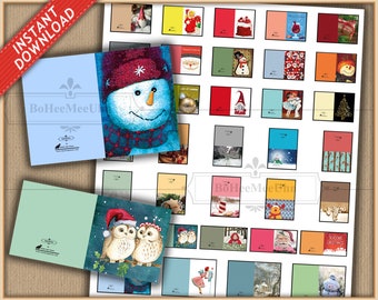 1:12 Printable Miniatures 68 Contemporary Christmas Greeting Cards and Envelopes Instant Download. Dollshouse. 68 Cards.