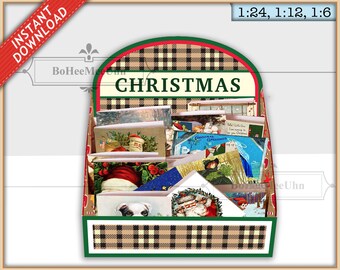Christmas Greeting Card Display with choice of back Cards. 3 scales.  Instant Downloads. Dollshouse . Shop Unit Bundle. 20 cards 8 Postcards