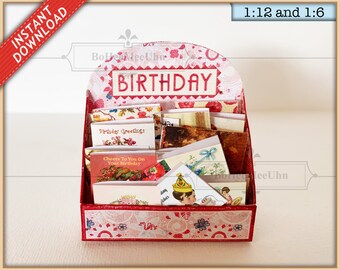 Birthday Greeting Card Display with choice of back Cards.  Instant Downloads. Dollshouse . Shop Unit Bundle. 20 cards 8 Postcards