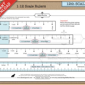 1 to 12 Scale Pretty Rulers. 9 Different Styles. Inches. Scaled 1:12 ...