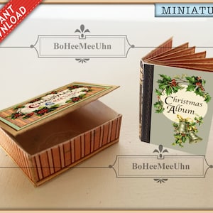 Album fotografico Cartoline fotografiche di Natale in confezione regalo e souvenir. Download istantaneo di 5 scale. Casa delle bambole. Miniature stampabili.