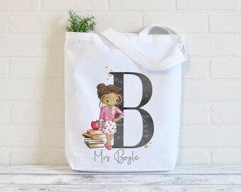 Personalised teachers tote bag/Alphabet design/Thank you gift/nursery teacher gift bag/keepsake