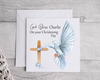 Christening Card for Goddaughter or grandson | Personalised  God Bless on your Christening or Baptism day | daughter or son keepsake gift