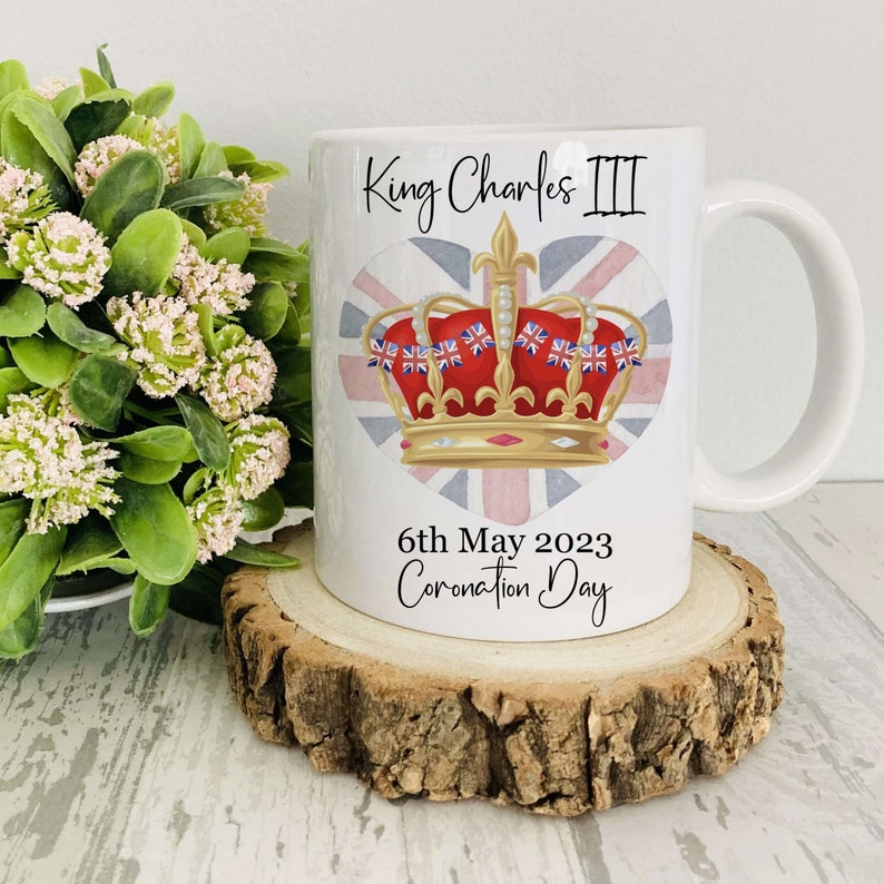 LadybugHandmadeUK King Charles III Coronation mug, white mug and coaster  | etsy.com