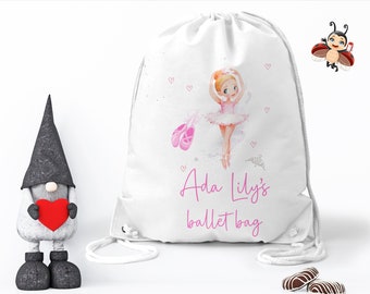 Dance ballet bag, personalised gift, swimming kit bag, ballet backpack, school bag, pe kit drawstring bag, gym style bag /gift for daughter